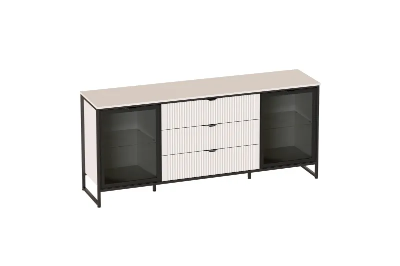 Тумба 2 дв 3 ящ "Нора" гостиная со стеклянными дверями Персидский жемчуг